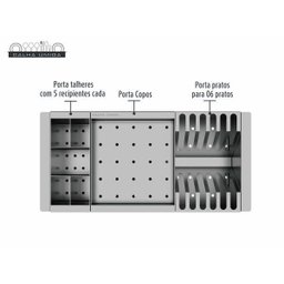 Cesto Escorredor Inox 3 Módulos para Cuba Calha Úmida - 4