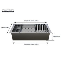 Cesto Escorredor Inox 3 Módulos para Cuba Calha Úmida - 3