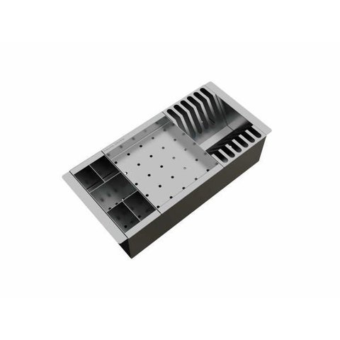 Cesto Escorredor Inox 3 Módulos para Cuba Calha Úmida 42,3cm