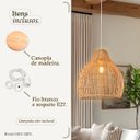 Ver imagem 4 de 2 Pendente Fibra Natural em Rattan Artesanal Boho Nat38