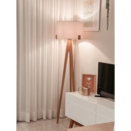 Luminária Coluna de Piso Áustria Desmontável em Madeira com Cupula para Sala Quartos - 1