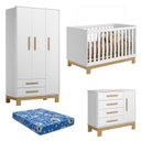 Ver imagem 1 de Quarto de Bebê Q Encanto Slim Branco Acetinado com Colchão Ortobom – Qmovi