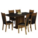 Ver imagem 2 de Conjunto Sala de Jantar Mesa Tampo de Madeira 6 Cadeiras Preto/rustic Augusta Madesa