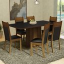 Ver imagem 1 de Conjunto Sala de Jantar Mesa Tampo de Madeira 6 Cadeiras Preto/rustic Augusta Madesa
