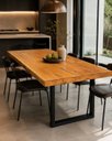 Ver imagem 6 de Mesa de Tronco Bordas Retas Prancha Única Cor Mel Pés Aço Carbono 100cm Largura:Comprimento 160cm X