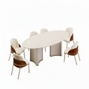 Ver imagem 3 de Conjunto Sala de Jantar Liz Tampo com Vidro Retangular 180cm com 6 Cadeiras Vitta Bege/Off White/Terracota/Perola