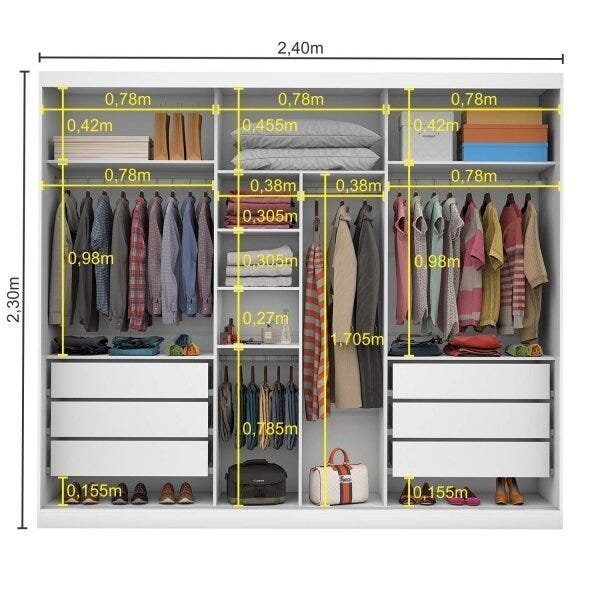 Guarda Roupa Casal 2,75m 2 Portas de Correr (19479)