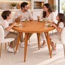 Ver imagem 2 de Mesa de Jantar Cozinha Redonda 90cm Madeira Maciça 5 Lugares