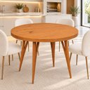 Ver imagem 1 de Mesa de Jantar Cozinha Redonda 90cm Madeira Maciça 5 Lugares