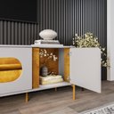 Ver imagem 5 de Rack Juquehy para Tv 75” 4 Portas Nichos e Iluminação Led - Off/ Naturalle