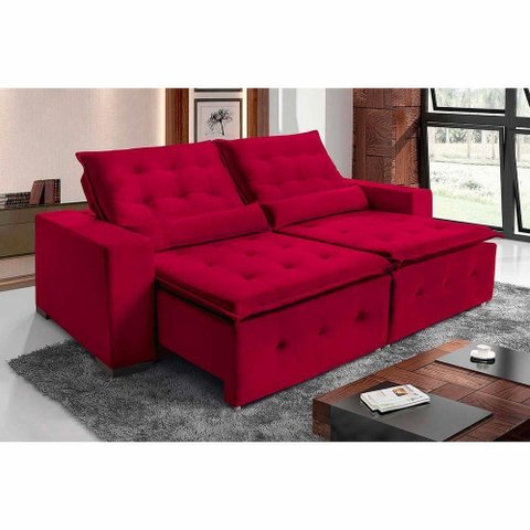 Sofá Spazzio 4 Lugares 2,20cm Retrátil e Reclinável - de Casa Décor e Estofados Vermelho
