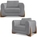 Ver imagem 1 de Kit 2 Poltronas Jolie 1 Lugar Pes Boomerang Linho Cinza Ezz