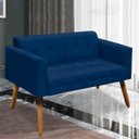 Ver imagem 2 de Poltrona Namoradeira Decorativa Pés Palito Karen Suede Azul Marinho - Gran Belo