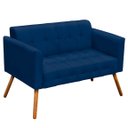 Ver imagem 1 de Poltrona Namoradeira Decorativa Pés Palito Karen Suede Azul Marinho - Gran Belo