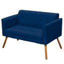Ver imagem 7 de Poltrona Namoradeira Decorativa Pés Palito Karen Suede Azul Marinho - Gran Belo
