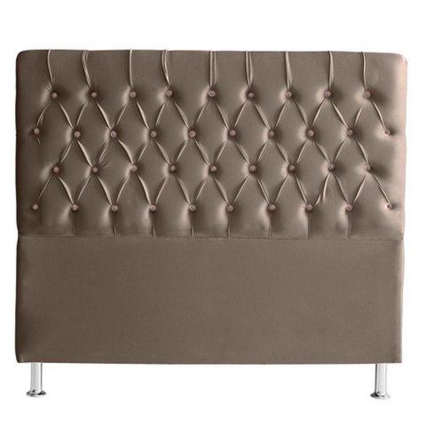Cabeceira de Cama Box Estrela Queen 160 Cm Suede Botão Cristal Capuccino do Lar Móveis e Decora