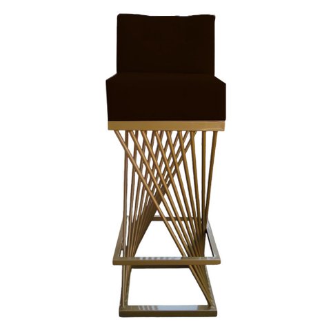 Banqueta Luma Base de Ferro Sued Marrom - D'classe Decor