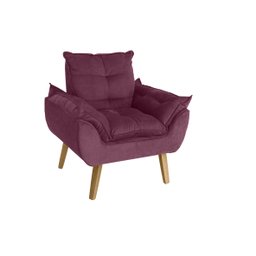 Poltrona Decorativa Opala Suede Bordô Smf Decor - 1