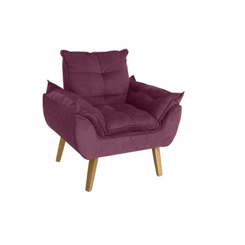 Poltrona Decorativa Opala Suede Bordô Smf Decor