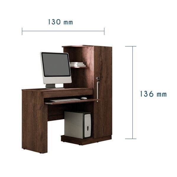 Mesa para Computador com Armário 1 Porta 1 Gaveta Office Valdemóveis - 4