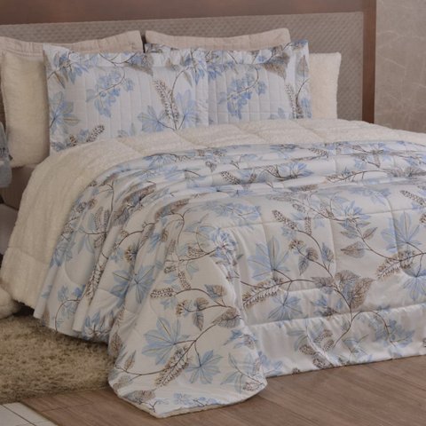 Edredom Queen Coberdrom Top Line Estampado Hipercal/sherpa 3 Peças - Lince