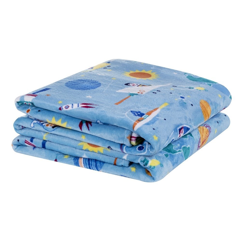 Manta Flannel Estampada Infantil Bouti Kids Solteiro - Astronauta Bia Enxovais