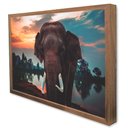 Ver imagem 4 de Quadro Decorativo Elefante na Natureza em Moldura Caixa Tacolado Moldura Trad 1cm Madeira Escura com