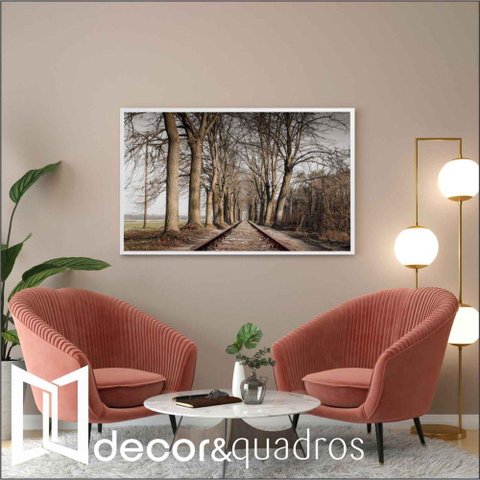 Quadro Trilhos 90x60 Cm Vidro Impresso