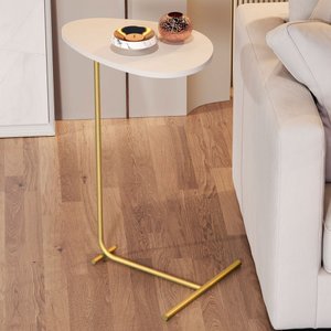 Mesa de Canto Orgânica Alamanda Off White/dourado - Jb Bechara