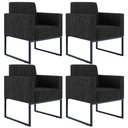 Ver imagem 1 de Kit 4 Poltronas Decorativas para Sala Recepção Base Fixa Metal Helô L02 Linho Chumbo - Lyam