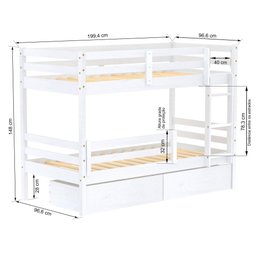 Beliche Solteiro Slim com 02 Gavetas e Grade de Proteção Madeira Maciça Branco Housin - 4