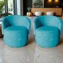 Ver mais imagens de Kit 2 Poltronas Decorativa Beatriz Orgânica Veludo Azul Turquesa