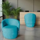 Ver imagem 7 de Kit 2 Poltronas Decorativa Beatriz Orgânica Veludo Azul Turquesa
