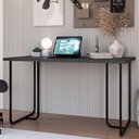 Ver imagem 2 de Mesa Escrivaninha Escritorio Versatil 135 Cm P1069 Grafite Preto Pp Milani Store