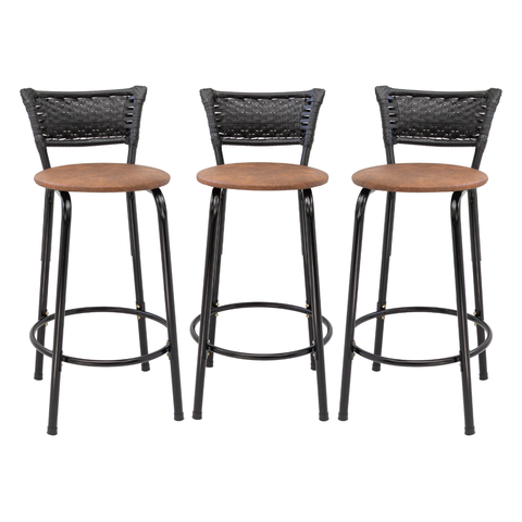 Kit 3 Banquetas para Balcão Cozinha Gourmet Junco Preto Bancada Ilha Banco 60cm Itagold