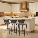 Ver imagem 6 de Kit 3 Banquetas para Balcão Cozinha Gourmet Junco Preto Bancada Ilha Banco 60cm Itagold