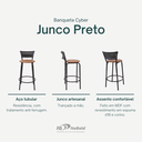 Ver imagem 3 de Kit 3 Banquetas para Balcão Cozinha Gourmet Junco Preto Bancada Ilha Banco 60cm Itagold