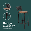 Ver imagem 4 de Kit 3 Banquetas para Balcão Cozinha Gourmet Junco Preto Bancada Ilha Banco 60cm Itagold