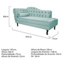 Ver imagem 3 de Kit Diva Recamier Diana 185cm Lado Direito e 01 Poltrona Classic Suede - Doce Sonho Móveis RECAMIER
