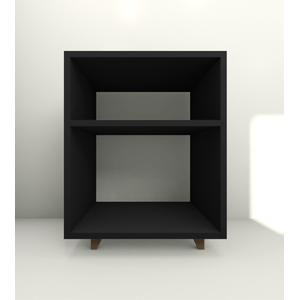 Mesa Cabeceira Nicho Quarto 39x50x37 Preto Pés Amadeirados