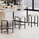 Ver imagem 2 de Banqueta Baixa Bar Cozinha Sala de Jantar Preto Stella L02 Linho Cru - Lyam Decor