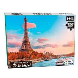 Quebra Cabeça de 1000 peças brinquedo cartonado Torre Eiffel Paris 63cm x 45,5cmm - 3
