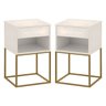 Kit 02 Mesas de Cabeceira Industrial Pé de Aço 1 Gaveta 1 Nicho - Off White/pé Dourado - Lh Móveis - 3