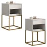 Kit 02 Mesas de Cabeceira Industrial Pé de Aço 1 Gaveta 1 Nicho - Off White/pé Dourado - Lh Móveis - 1