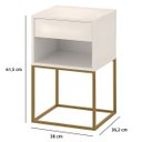 Ver imagem 6 de Kit 02 Mesas de Cabeceira Industrial Pé de Aço 1 Gaveta 1 Nicho - Off White/pé Dourado - Lh Móveis