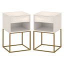 Ver imagem 6 de Kit 02 Mesas de Cabeceira Industrial Pé de Aço 1 Gaveta 1 Nicho - Off White/pé Dourado - Lh Móveis