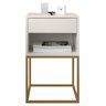 Kit 02 Mesas de Cabeceira Industrial Pé de Aço 1 Gaveta 1 Nicho - Off White/pé Dourado - Lh Móveis - 4