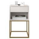 Ver mais imagens de Kit 02 Mesas de Cabeceira Industrial Pé de Aço 1 Gaveta 1 Nicho - Off White/Pé Dourado - Lh Móveis