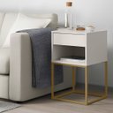 Ver imagem 5 de Kit 02 Mesas de Cabeceira Industrial Pé de Aço 1 Gaveta 1 Nicho Off White/Pé Dourado - Lh Móveis