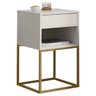Kit 02 Mesas de Cabeceira Industrial Pé de Aço 1 Gaveta 1 Nicho - Off White/pé Dourado - Lh Móveis - 11